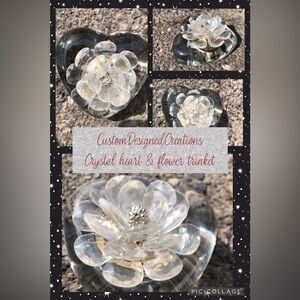 CustomDesignedCreationa Crystal Heart and Flower Trinket